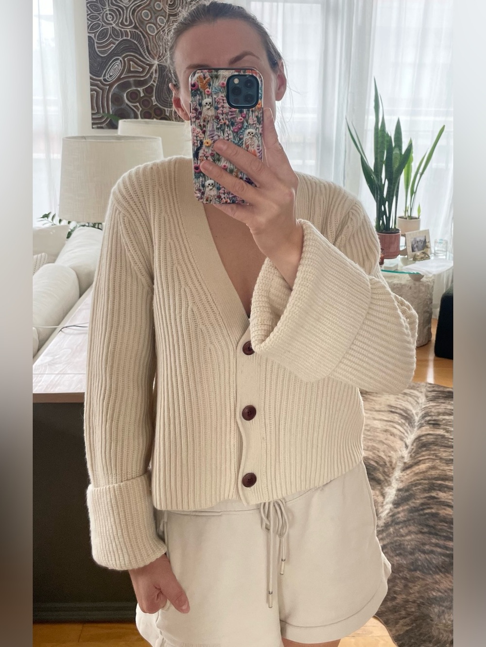 BR Cream Merino / Cashmere Cardigan M